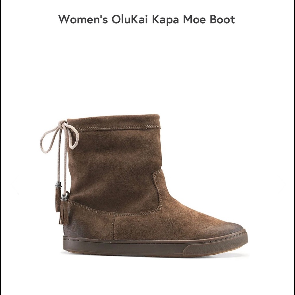 OLUKAI Brown Leather "Kapa Moe" Slouch Boots